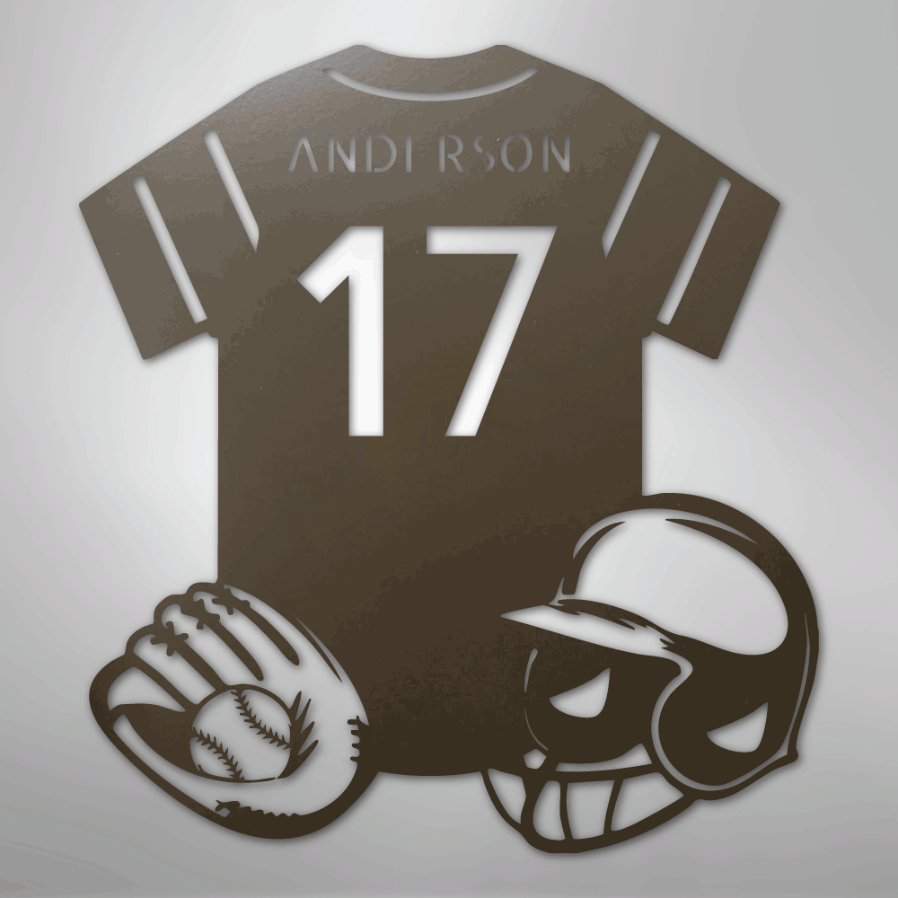 Baseball Gear Personalized Name Number Steel Metal Sign Wall ArtCustomly Gifts