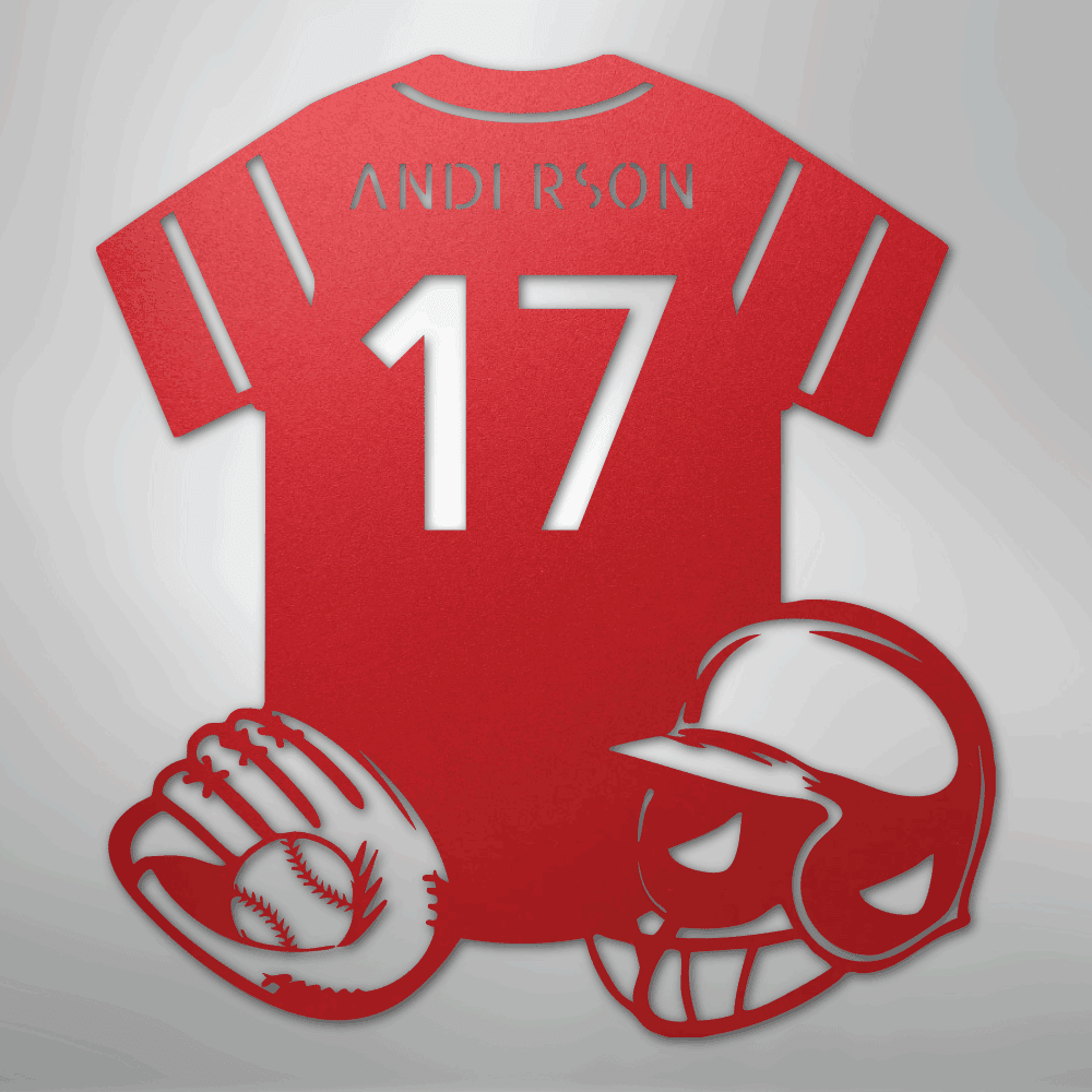 Baseball Gear Personalized Name Number Steel Metal Sign Wall ArtCustomly Gifts