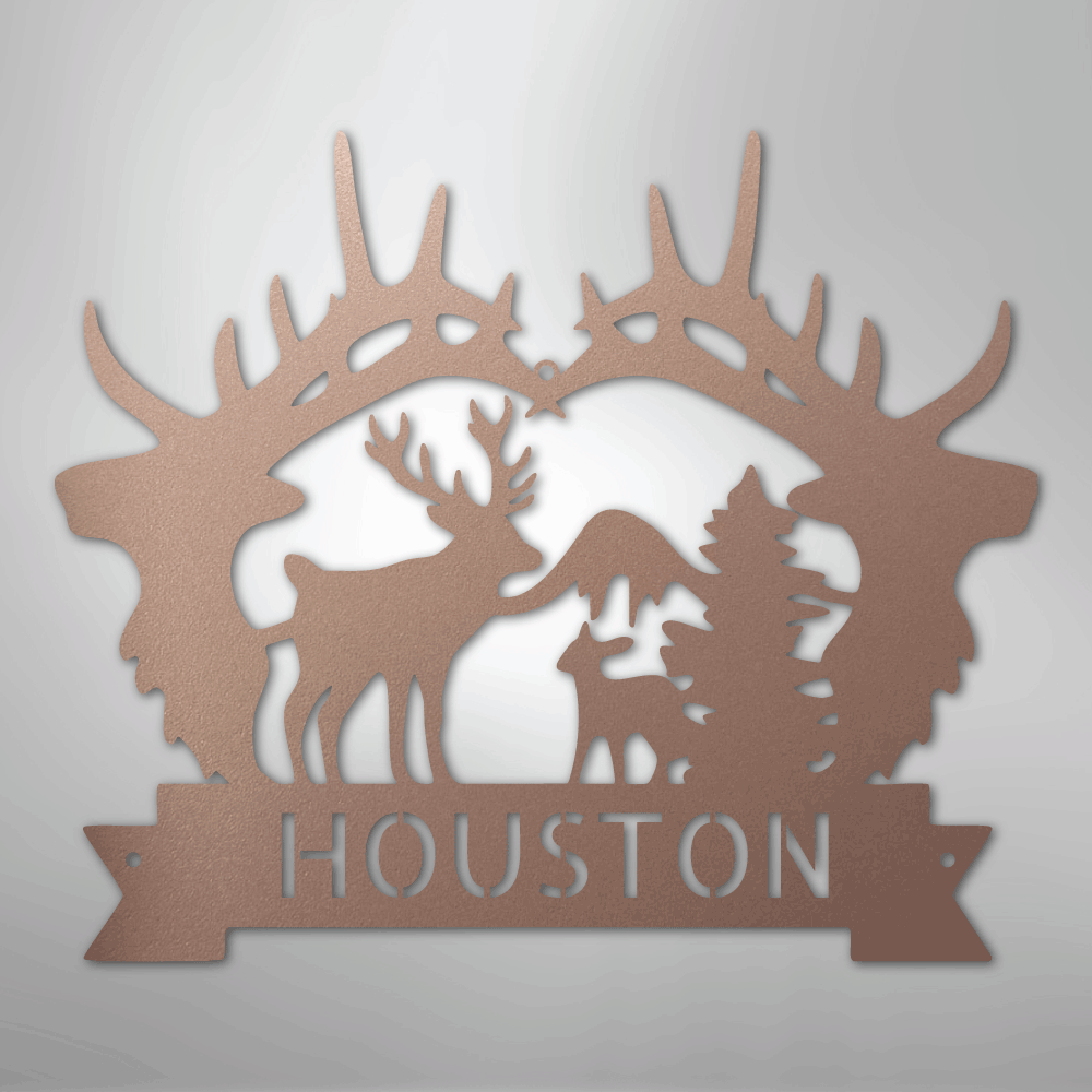 Big Antler Personalized Steel Metal Sign Wall ArtCustomly Gifts