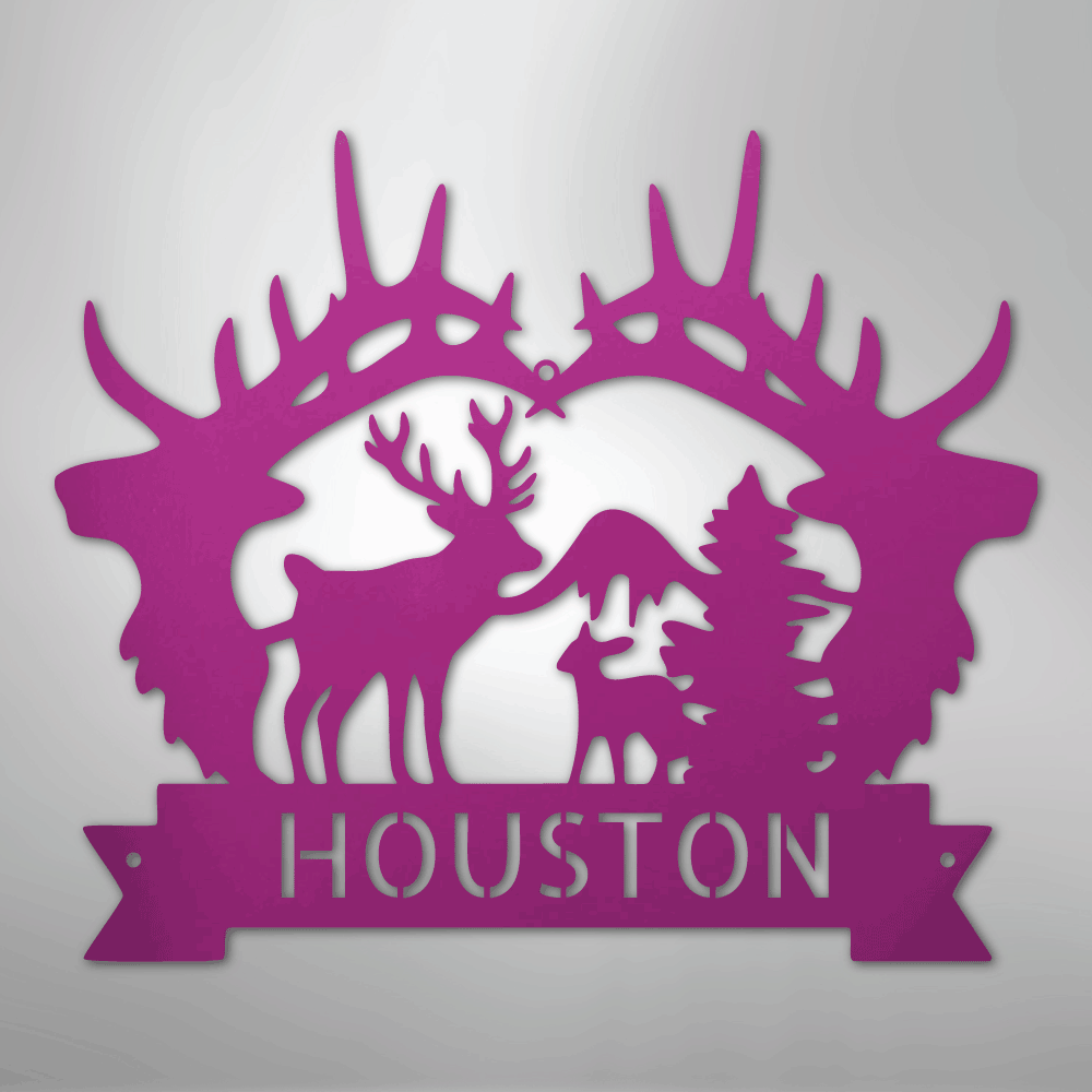 Big Antler Personalized Steel Metal Sign Wall ArtCustomly Gifts
