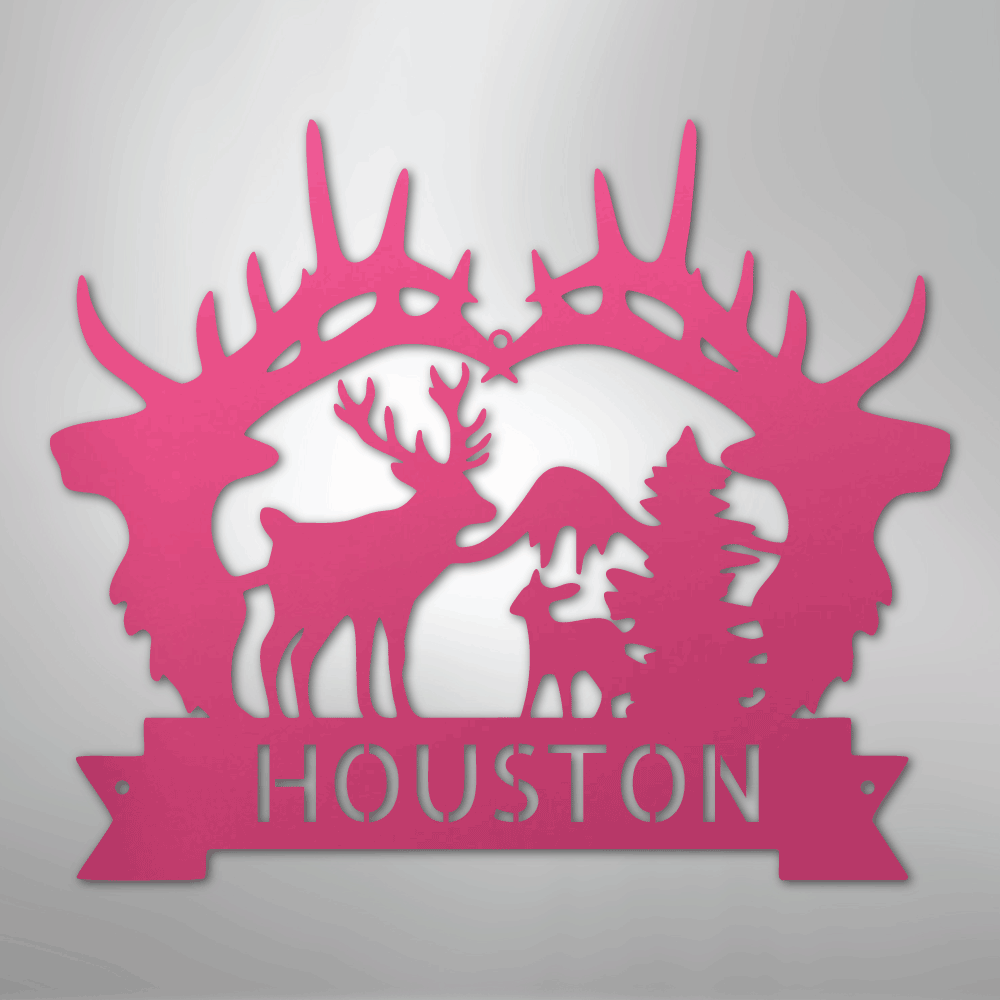 Big Antler Personalized Steel Metal Sign Wall ArtCustomly Gifts