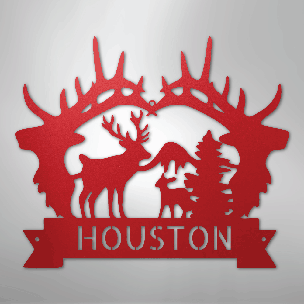 Big Antler Personalized Steel Metal Sign Wall ArtCustomly Gifts