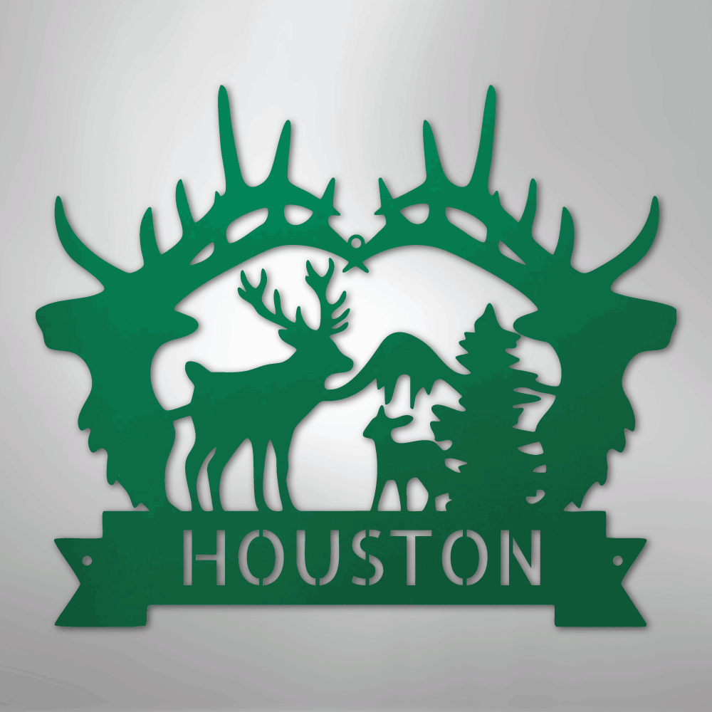 Big Antler Personalized Steel Metal Sign Wall ArtCustomly Gifts
