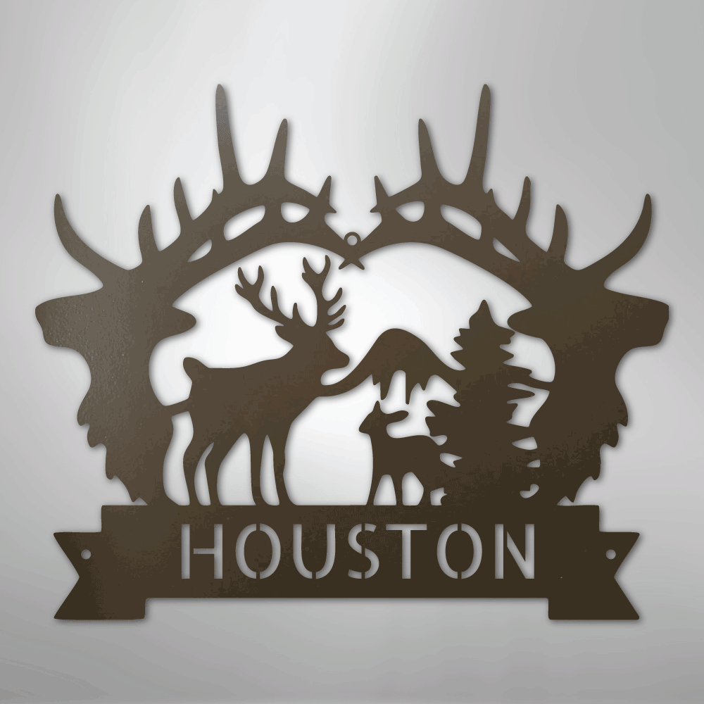 Big Antler Personalized Steel Metal Sign Wall ArtCustomly Gifts
