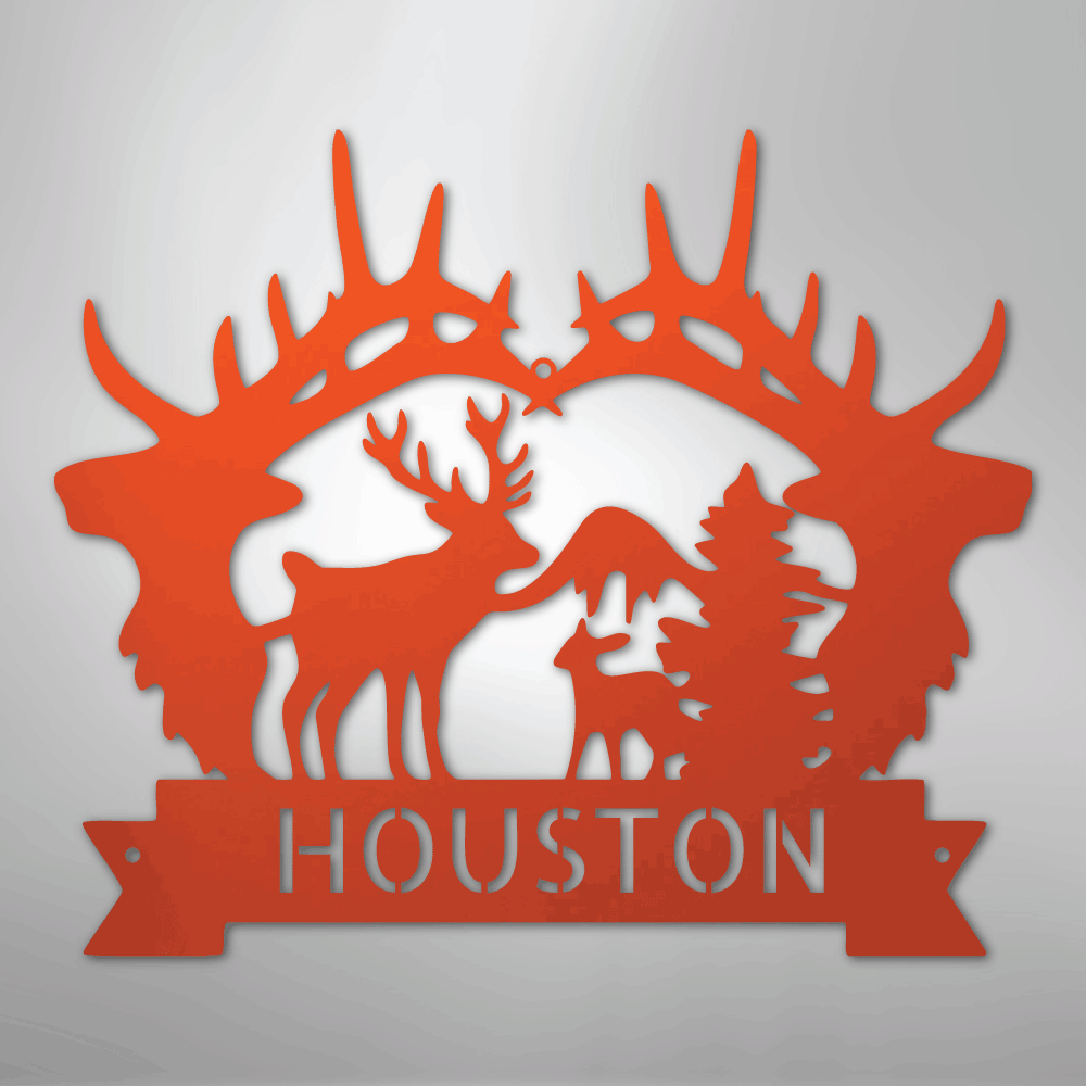 Big Antler Personalized Steel Metal Sign Wall ArtCustomly Gifts