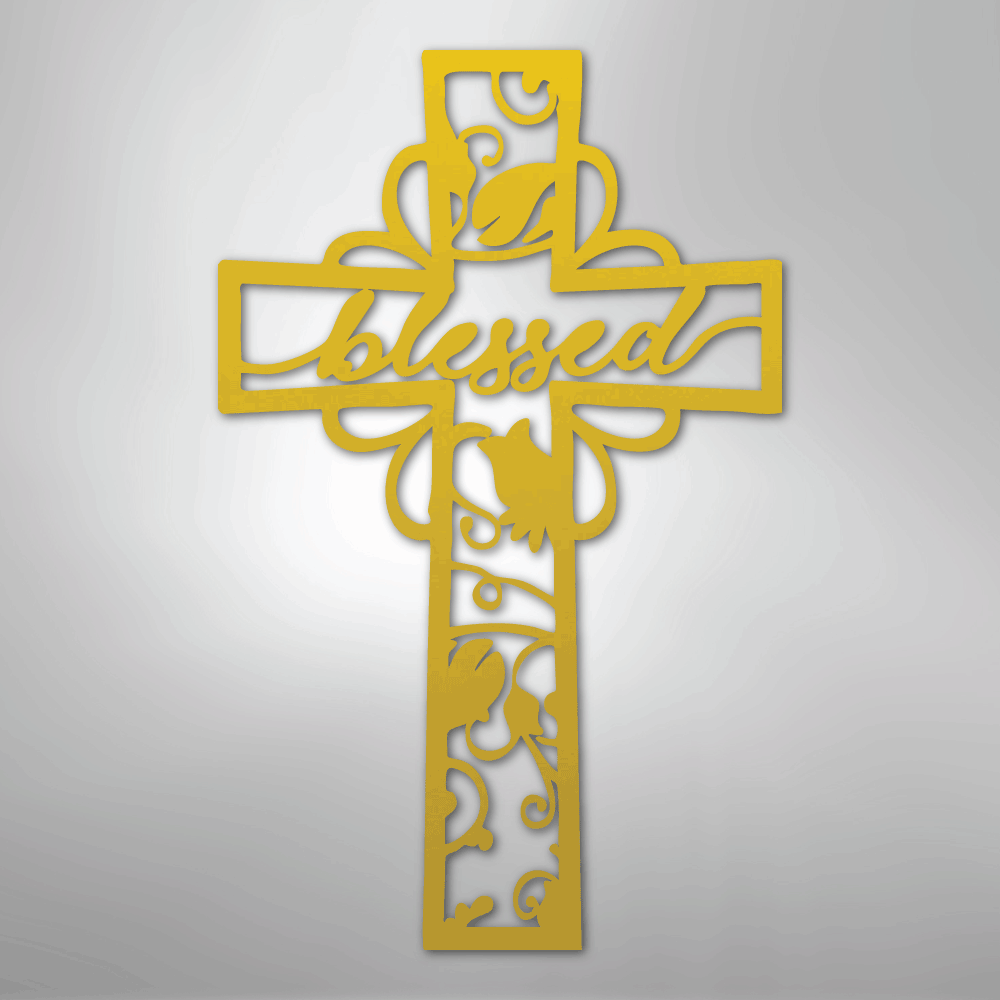Blessed Cross - Steel Metal Sign Wall ArtCustomly Gifts