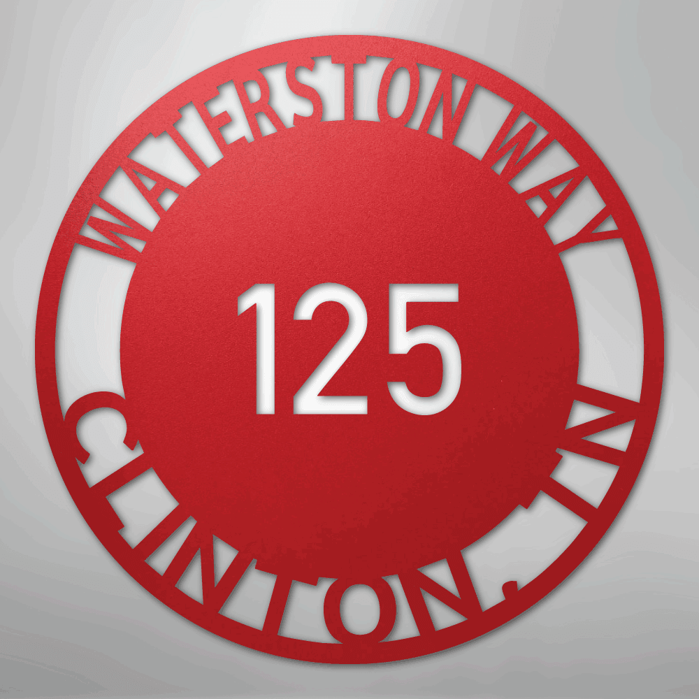 Bold Circle Address Personalized Steel Metal Sign Wall ArtCustomly Gifts