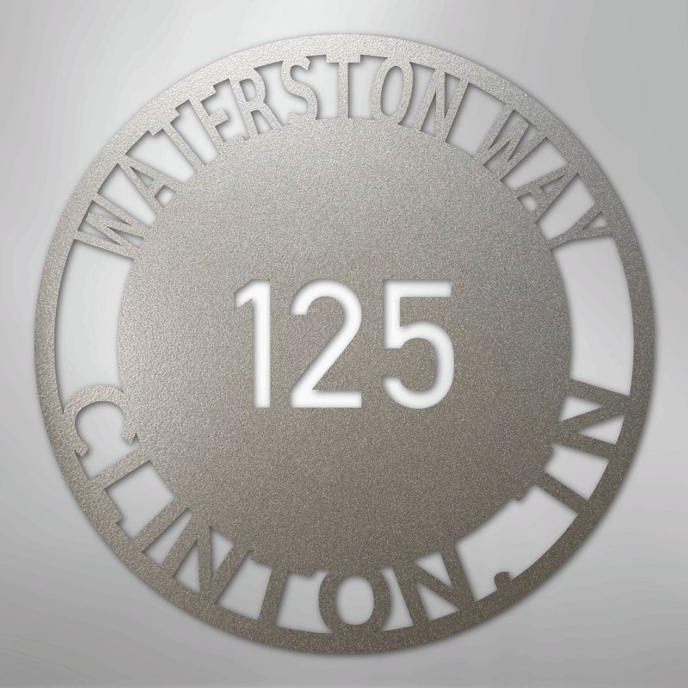 Bold Circle Address Personalized Steel Metal Sign Wall ArtCustomly Gifts
