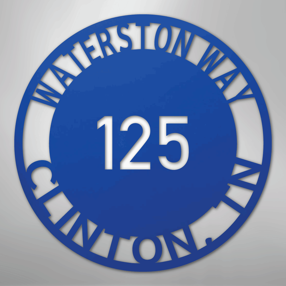 Bold Circle Address Personalized Steel Metal Sign Wall ArtCustomly Gifts