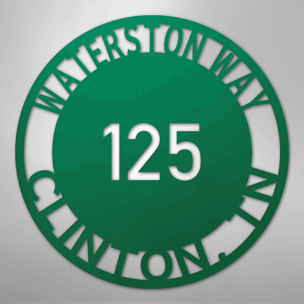 Bold Circle Address Personalized Steel Metal Sign Wall ArtCustomly Gifts