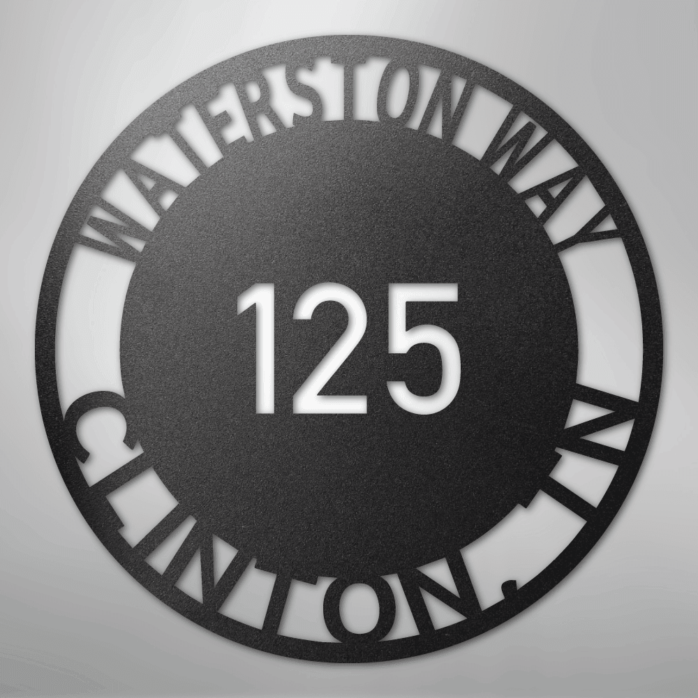 Bold Circle Address Personalized Steel Metal Sign Wall ArtCustomly Gifts