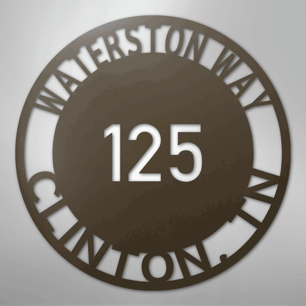 Bold Circle Address Personalized Steel Metal Sign Wall ArtCustomly Gifts
