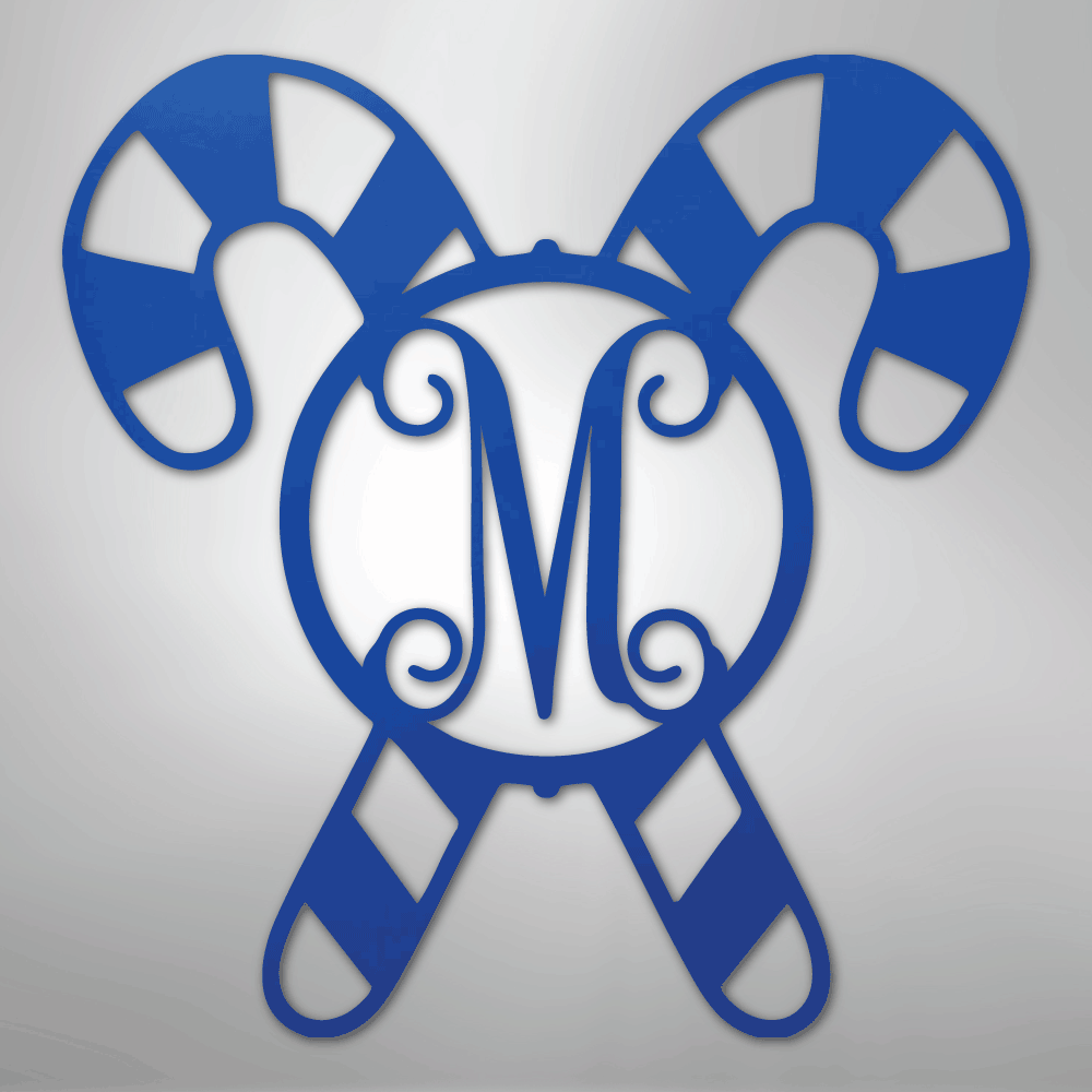 Candy Cane Initial Monogram Personalized Steel Metal Sign Wall ArtCustomly Gifts