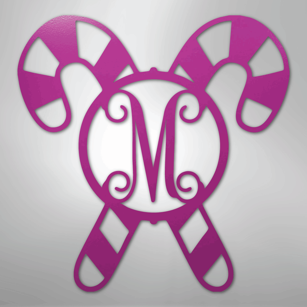Candy Cane Initial Monogram Personalized Steel Metal Sign Wall ArtCustomly Gifts