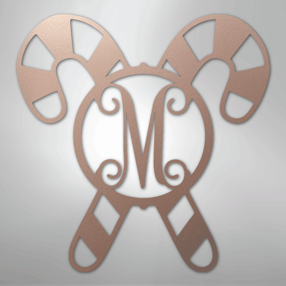 Candy Cane Initial Monogram Personalized Steel Metal Sign Wall ArtCustomly Gifts