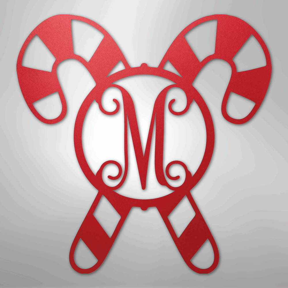 Candy Cane Initial Monogram Personalized Steel Metal Sign Wall ArtCustomly Gifts