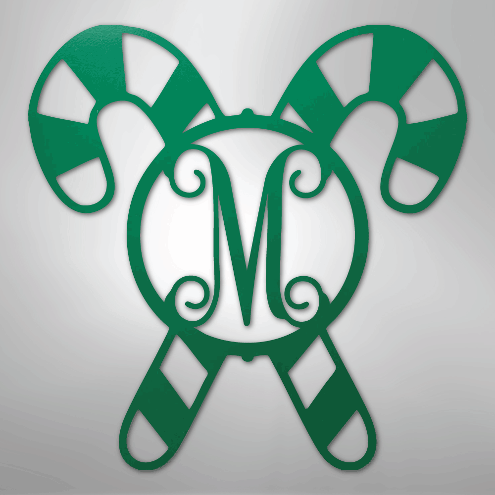 Candy Cane Initial Monogram Personalized Steel Metal Sign Wall ArtCustomly Gifts