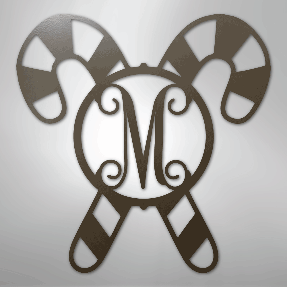 Candy Cane Initial Monogram Personalized Steel Metal Sign Wall ArtCustomly Gifts