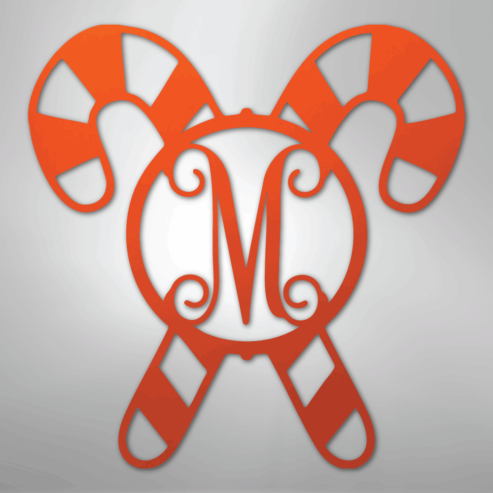 Candy Cane Initial Monogram Personalized Steel Metal Sign Wall ArtCustomly Gifts