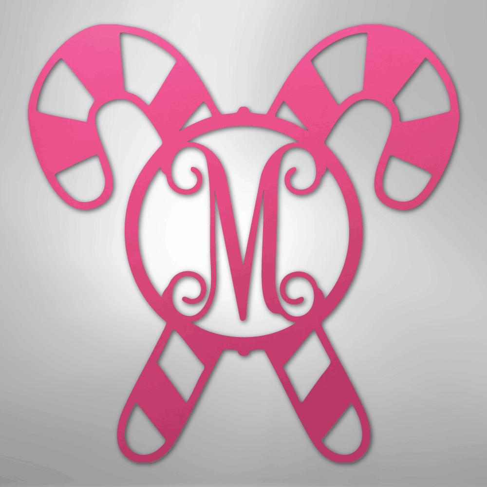Candy Cane Initial Monogram Personalized Steel Metal Sign Wall ArtCustomly Gifts