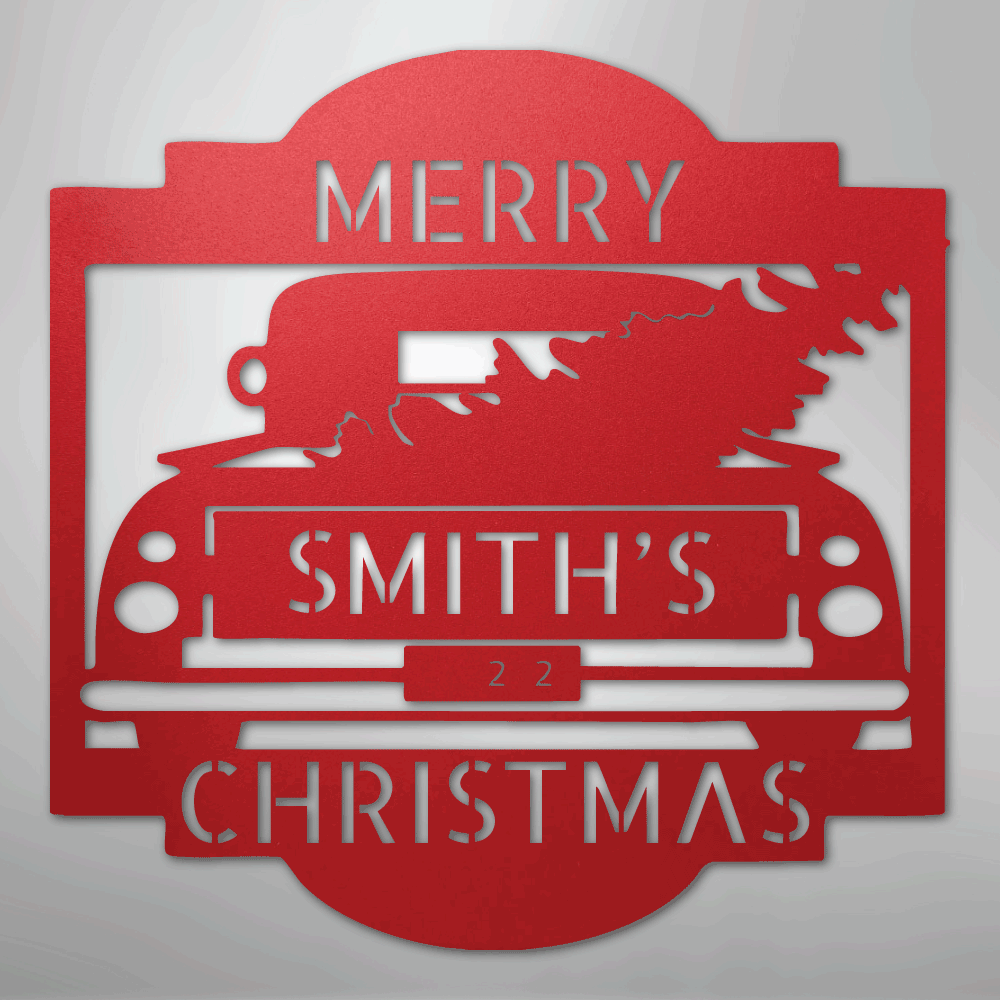 Christmas Truck Personalized Steel Metal Sign Wall ArtCustomly Gifts