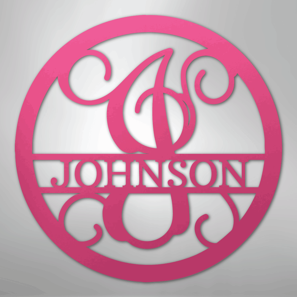 Circle Vine Personalized Name Initial Monogram Steel Metal Sign Wall ArtCustomly Gifts