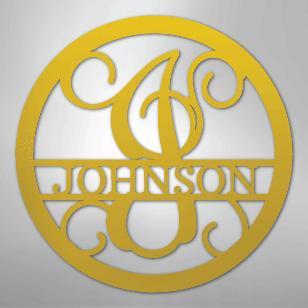Circle Vine Personalized Name Initial Monogram Steel Metal Sign Wall ArtCustomly Gifts