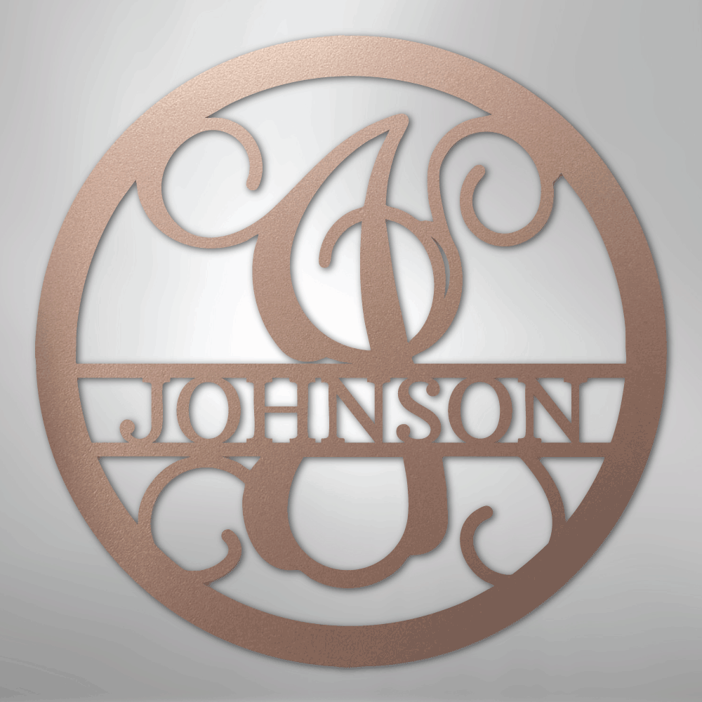 Circle Vine Personalized Name Initial Monogram Steel Metal Sign Wall ArtCustomly Gifts