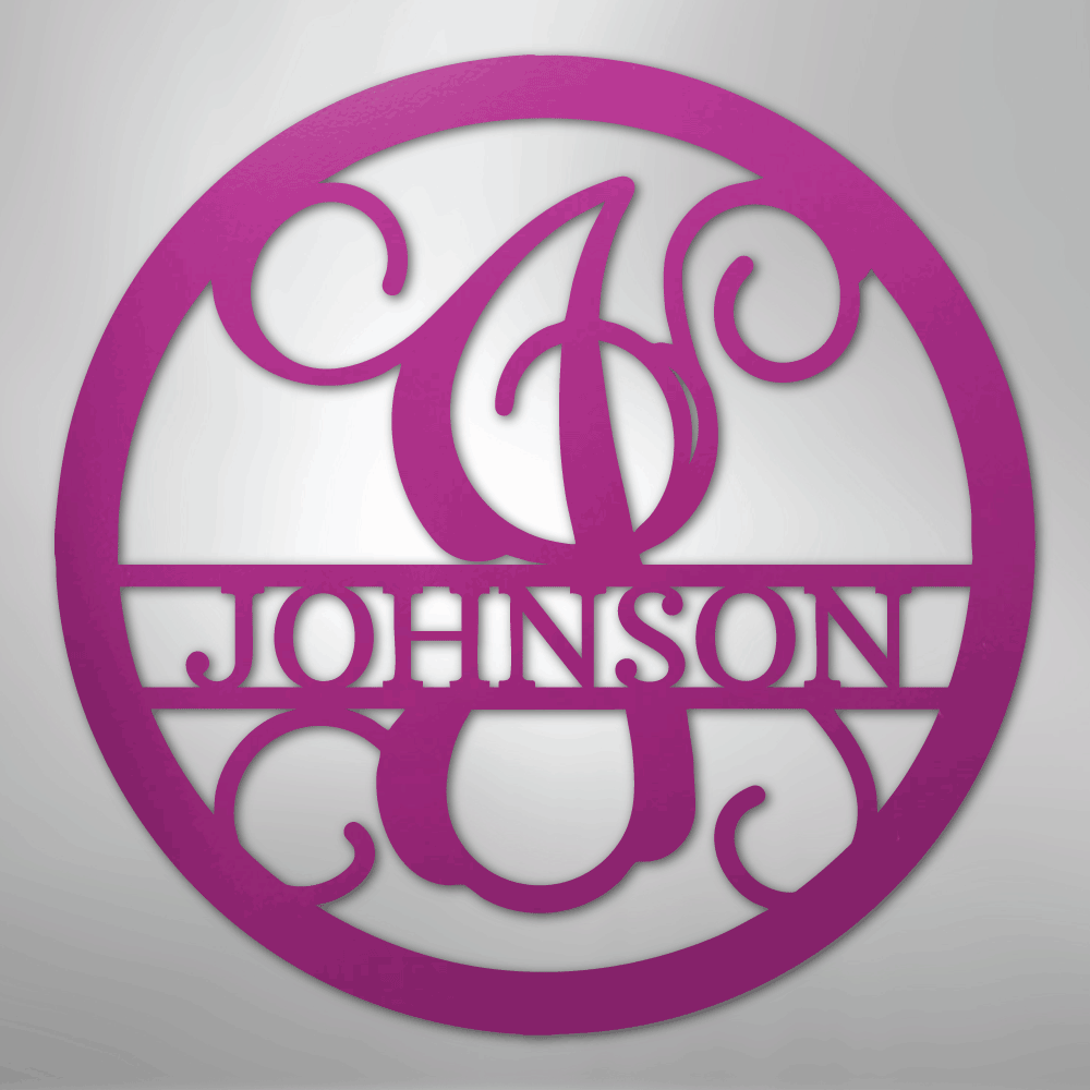 Circle Vine Personalized Name Initial Monogram Steel Metal Sign Wall ArtCustomly Gifts