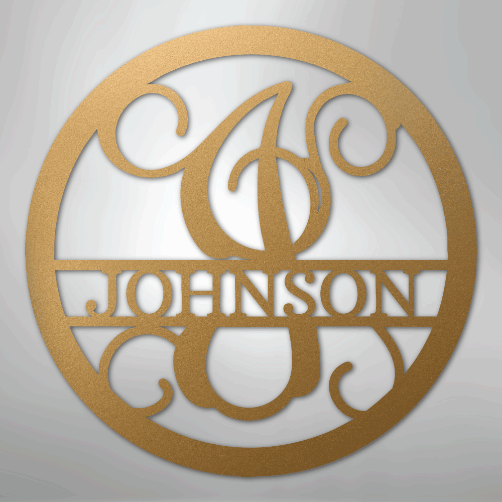 Circle Vine Personalized Name Initial Monogram Steel Metal Sign Wall ArtCustomly Gifts
