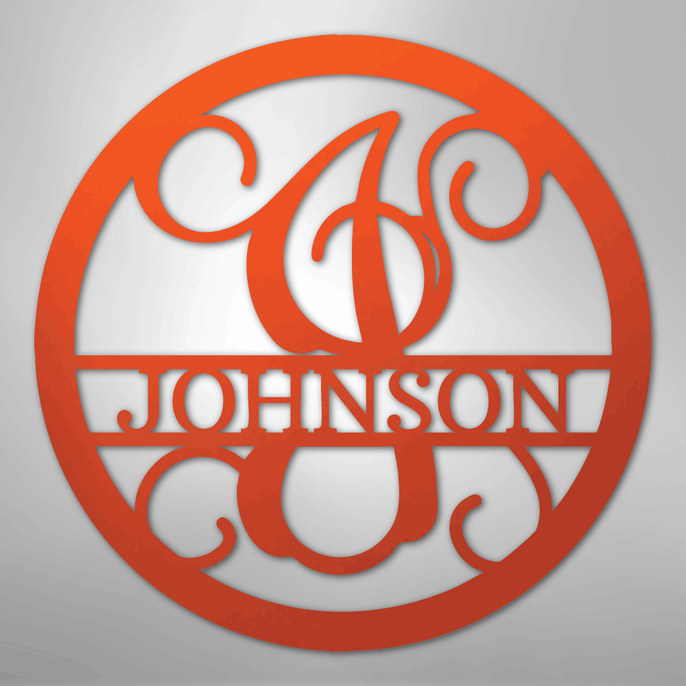 Circle Vine Personalized Name Initial Monogram Steel Metal Sign Wall ArtCustomly Gifts
