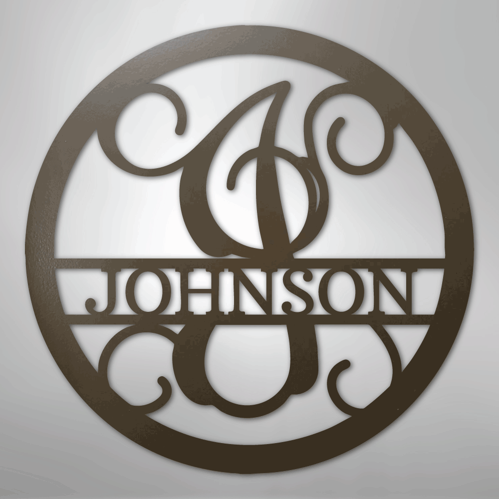 Circle Vine Personalized Name Initial Monogram Steel Metal Sign Wall ArtCustomly Gifts