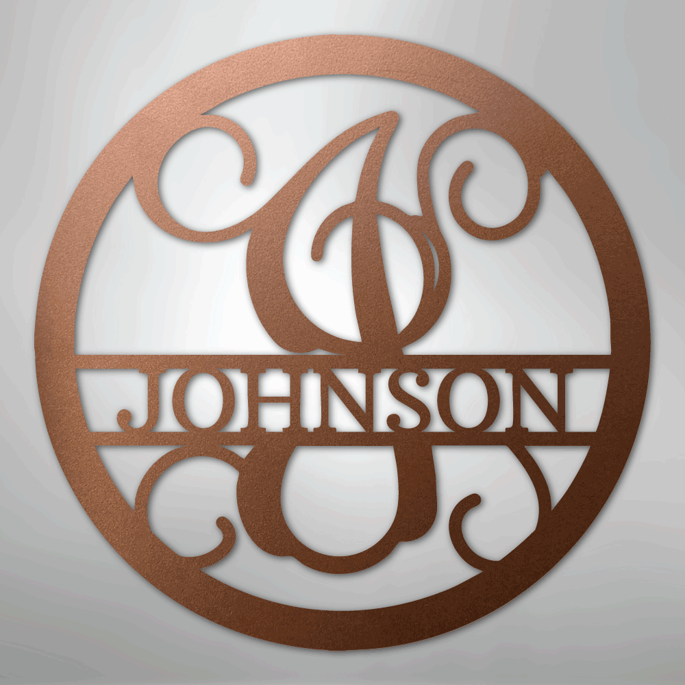 Circle Vine Personalized Name Initial Monogram Steel Metal Sign Wall ArtCustomly Gifts