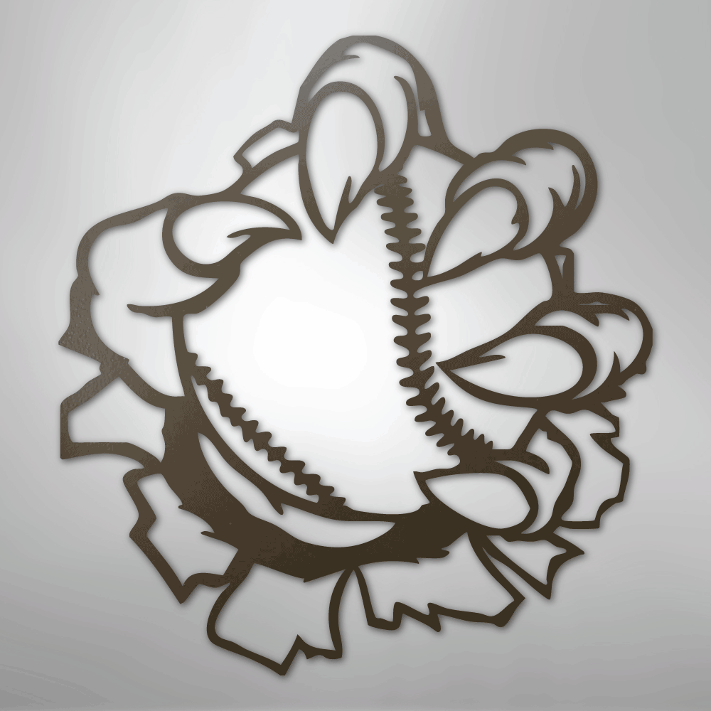 Claw Ball Baseball Themed Steel Metal Wall ArtCustomly Gifts