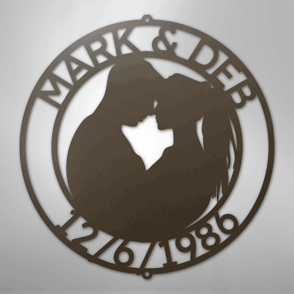 Couple Silhouette 2 Personalized Steel Metal Sign Wall ArtCustomly Gifts