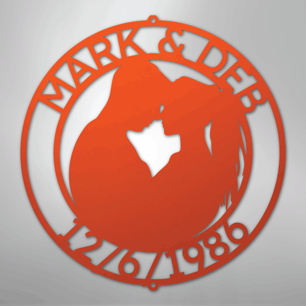 Couple Silhouette 2 Personalized Steel Metal Sign Wall ArtCustomly Gifts