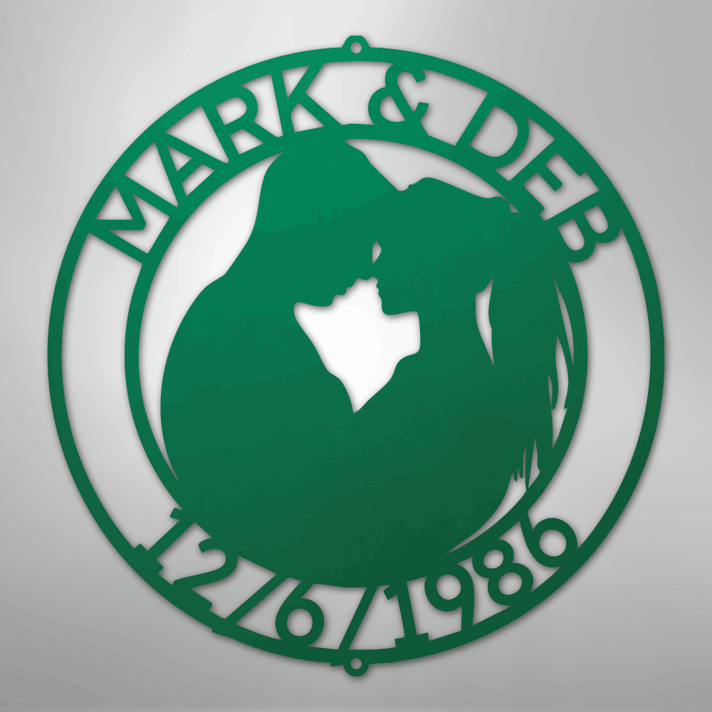 Couple Silhouette 2 Personalized Steel Metal Sign Wall ArtCustomly Gifts