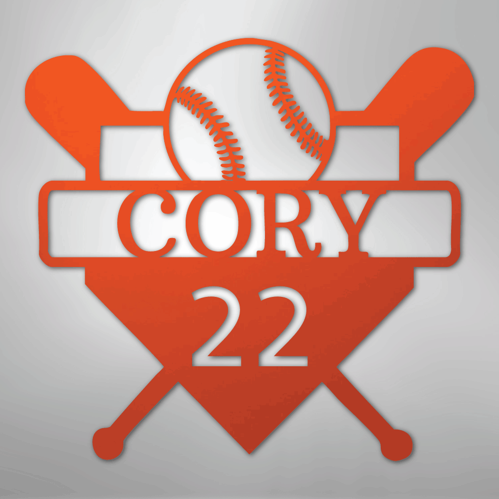 Custom Baseball Monogram Personalized Name and Number Steel Metal SignCustomly Gifts