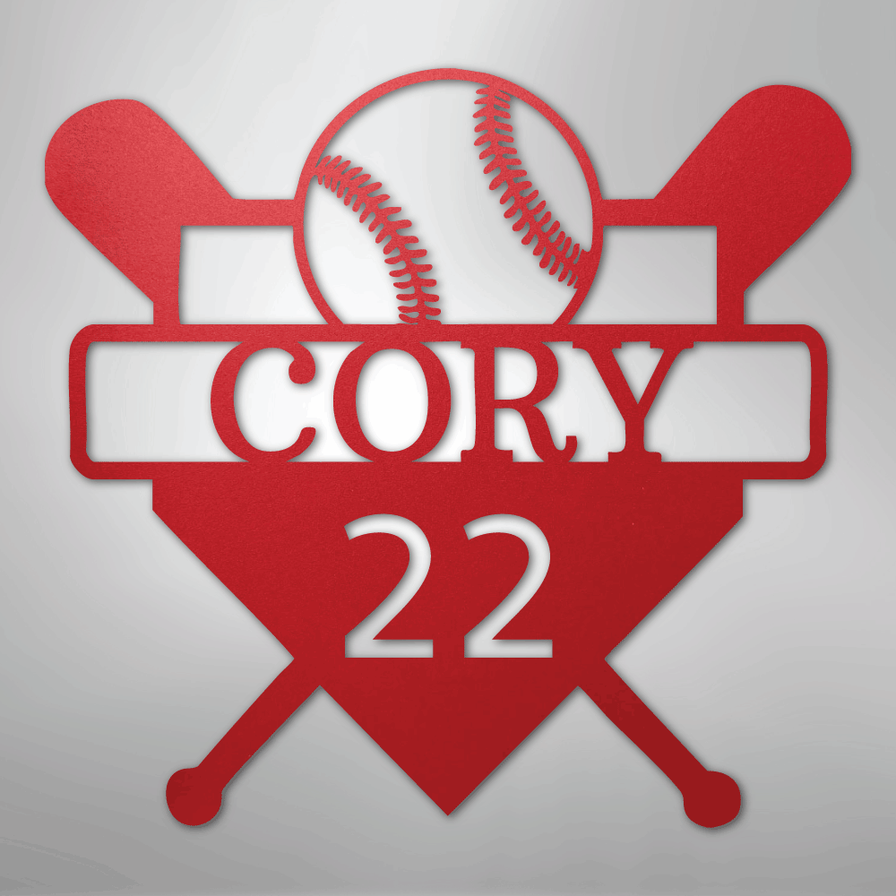Custom Baseball Monogram Personalized Name and Number Steel Metal SignCustomly Gifts