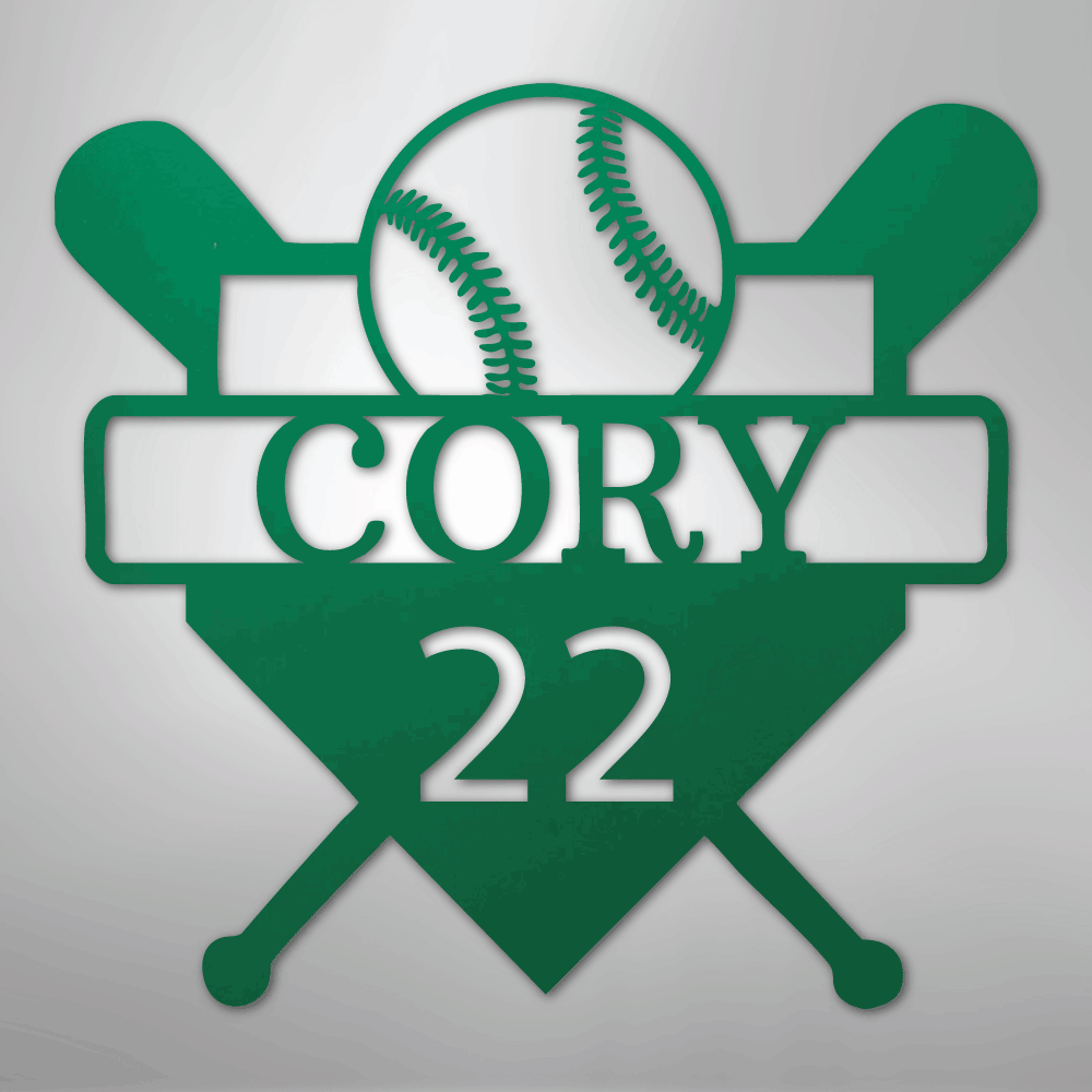 Custom Baseball Monogram Personalized Name and Number Steel Metal SignCustomly Gifts