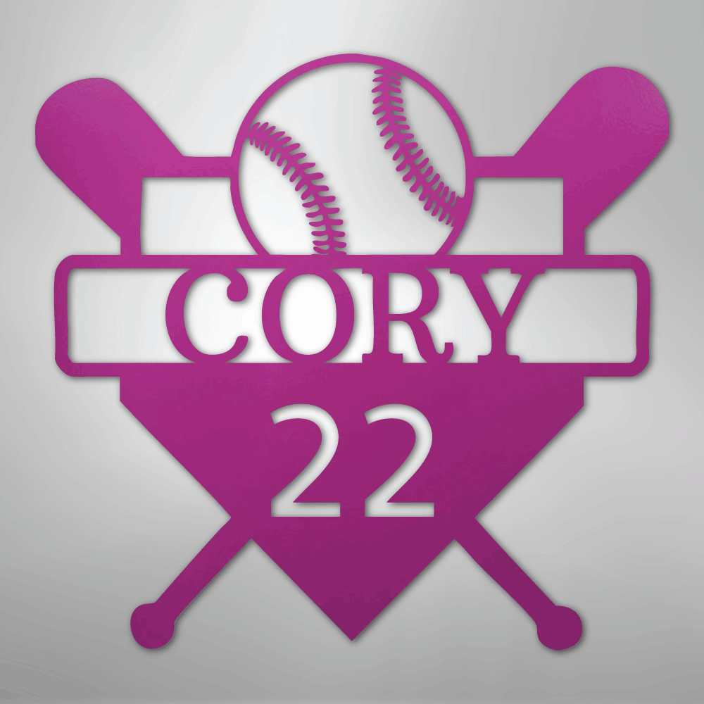 Custom Baseball Monogram Personalized Name and Number Steel Metal SignCustomly Gifts