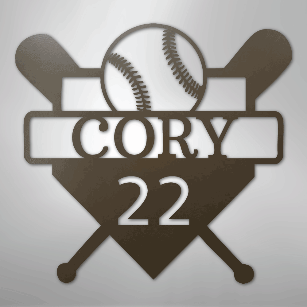 Custom Baseball Monogram Personalized Name and Number Steel Metal SignCustomly Gifts