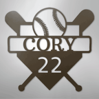 Custom Baseball Monogram Personalized Name and Number Steel Metal SignCustomly Gifts