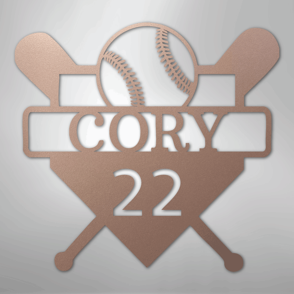 Custom Baseball Monogram Personalized Name and Number Steel Metal SignCustomly Gifts