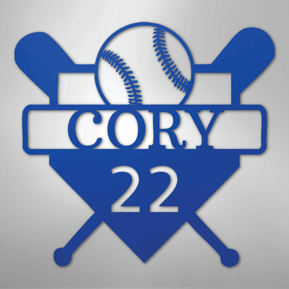 Custom Baseball Monogram Personalized Name and Number Steel Metal SignCustomly Gifts