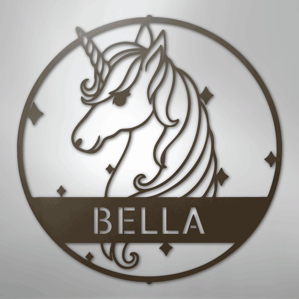 Cute Unicorn Personalized Name - Steel Metal Sign Wall ArtCustomly Gifts