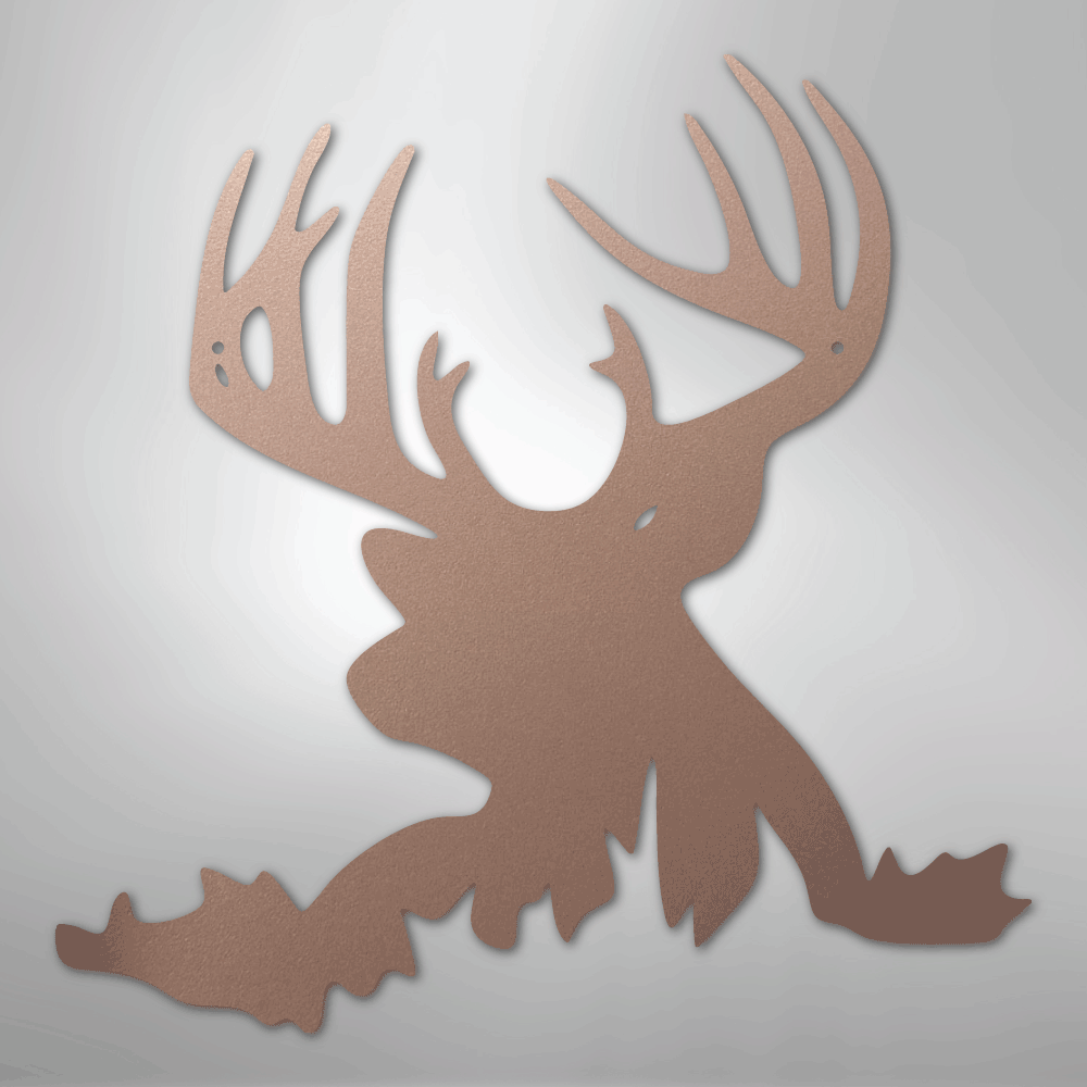 deer head with fish hook horns Deer Head Steel Metal Sign Wall Art