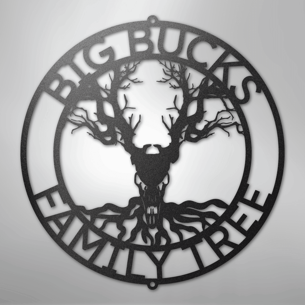 Deer Skull and Tree Personalized Steel Metal Sign Wall ArtCustomly Gifts