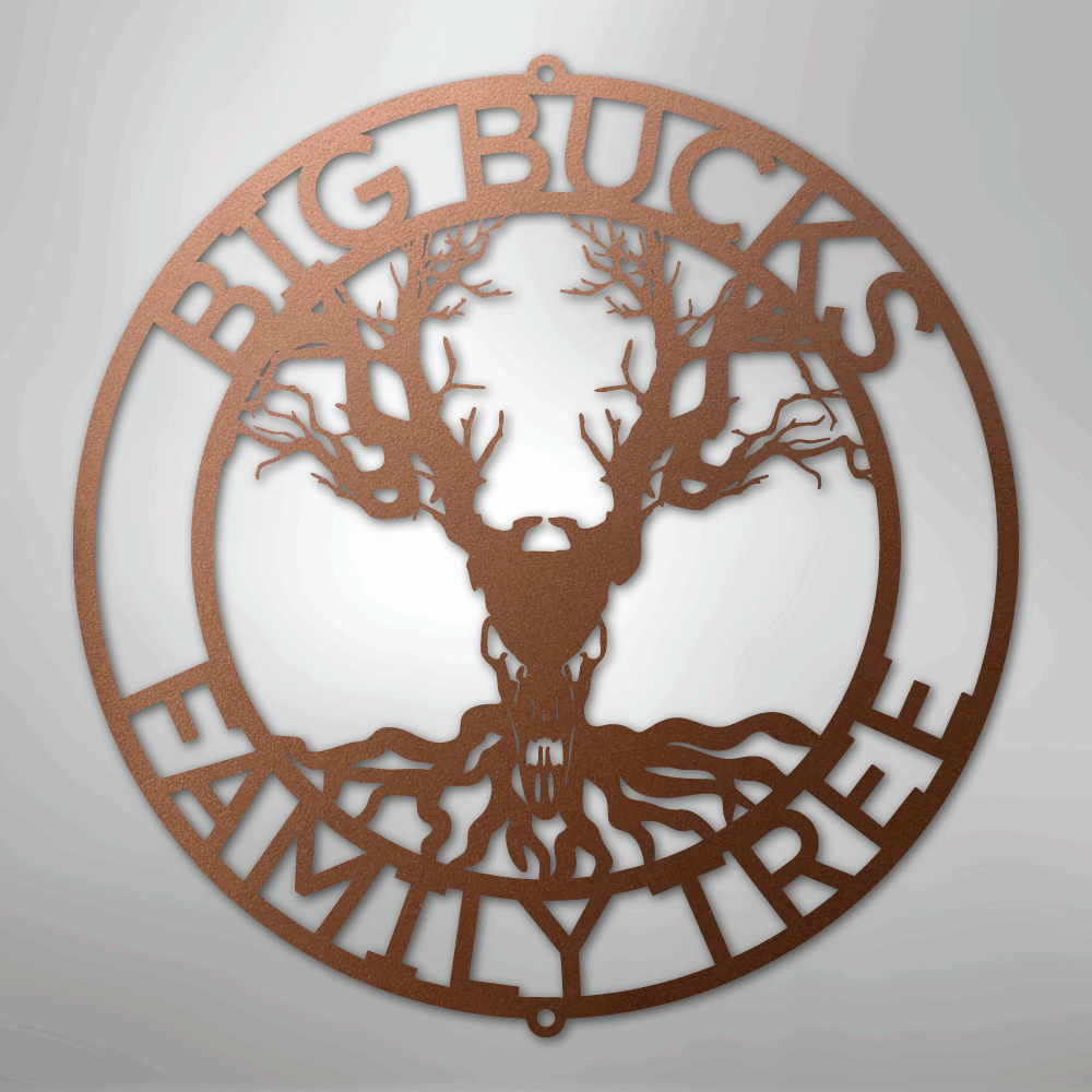 Deer Skull and Tree Personalized Steel Metal Sign Wall ArtCustomly Gifts
