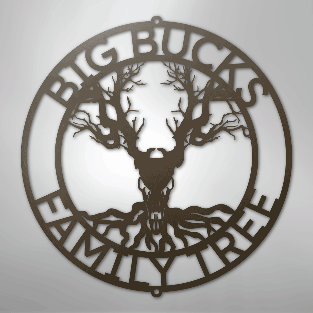 Deer Skull and Tree Personalized Steel Metal Sign Wall ArtCustomly Gifts